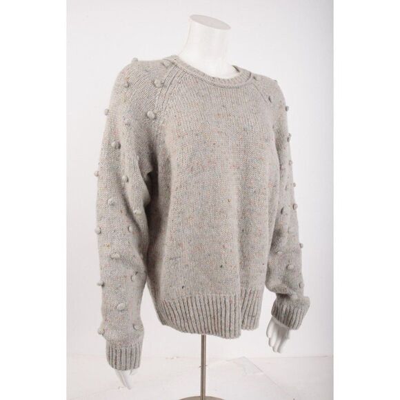 Madewell Womans Palmroy Bobble-Sleeve Pullover Sweater M Gray Crew Neck NWT - Picture 2 of 6
